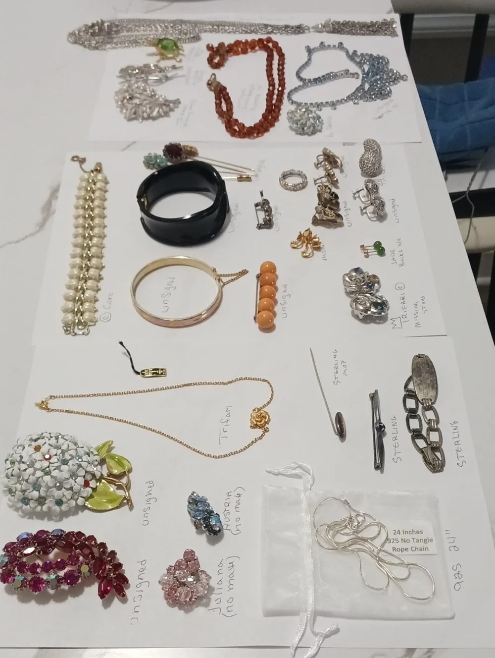 Vintage To Now Jewelry. Jade 14k Post Earrings, Sterling Silver, Trifari & More